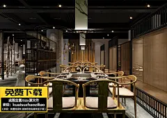 工装第2319张-全套源文件分享 免费下载 3Dmax模型3D装修装饰效果图 饭店餐馆 咖啡馆咖啡厅 中餐厅 自助餐 餐厅 西餐厅 包间大堂卡座前台 高端大气 创意个性主题室内设计餐饮空间系列编号-X384-J018-混搭风格5