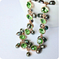 正品 复古绿色珍珠 进口超亮水钻短项链/颈链