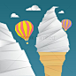 效果 : Ice cream tower and hot air balloon