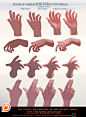 Painted Hands variation steps tutorial pack .promo(10D41) by sakimichan - 来自花瓣： @治愈星期五