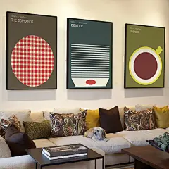 北欧现代客厅画简约日本风格挂画沙发背景墙画有框极简海报装饰画-淘宝网