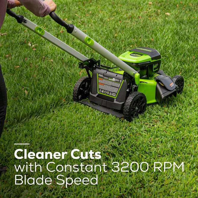 60V 21'' Self Propelled Lawn Mower & (2) 4.0 Ah Batteries | Greenworks ...