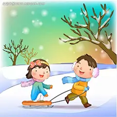 冬天玩滑雪的卡通男孩女孩插画 滑雪 卡通漫画 卡通男孩女孩 卡通人物 卡通人物图片 漫画人物 人物素材 人物图片 矢量人物 矢量素材 手绘 树枝_2644037740