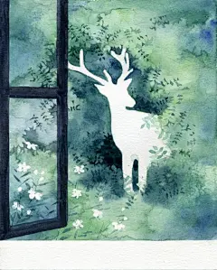 插画水彩动漫鹿背景图治愈系小清新插画儿高清素材 设计图片 免费下载 页面网页 平面电商 创意素材