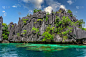 双环礁湖天堂岛与尖锐的石灰岩，热带旅游目的地-科伦，巴拉望，菲律宾。