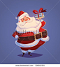 Funny santa. Christmas greeting card \ background \ poster. Vector illustration.