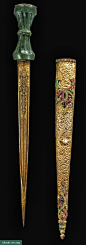 AN OTTOMAN JADE-HILTED AND GEM-SET DAGGER AND SCABBARD, TURKEY, 19TH CENTURY