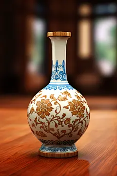 中国古董青花瓷摄影图