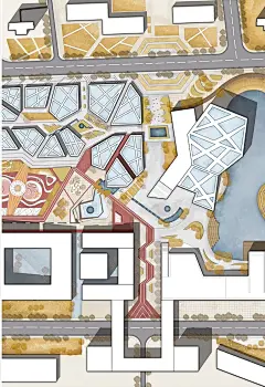 PS学校景观彩平图psd免扣素材竞赛风插画风学校园规划彩平ps素材