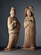 Court Lady & Man China, Tang dynasty, 8th century,  Height: 77,5 & 78 | Vanderven Oriental Art