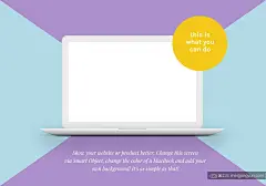 女性主题苹果笔记本样机模板 MacBook? Mockup with a Starburst #1322549-样机模版-@美工云(meigongyun.com)