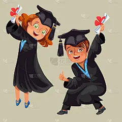 大学生海报与快乐的毕业生庆祝高中毕业