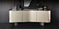 BLUES : blues | sideboards - Sideboard in titanium (M11) lacquered wood. Feet in graphite (GFM69) embossed lacquered steel. Top in fumé mirrored glass. Internal clear glass shelves.