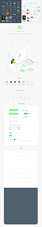 美食餐饮APP界面新鲜食品UI套件深色浅色两套样式清新简洁XD模板