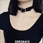 【BeltChoker】手工皮革金属扣项圈项链choker朋克摇滚原宿红黑色