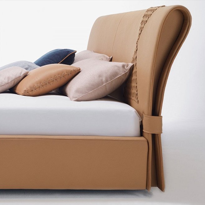 Leather Bed, Beige S...