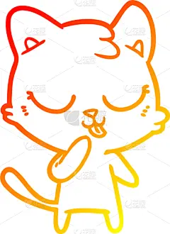 热,猫,山,可爱的,卡通,铅笔画,宠物,图像,可爱,艺术