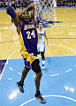 Los Angeles Lakers' Bryant goes to the basket during their NBA basketball game against New Orleans Hornets in New Orleans
