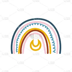 波西米亚风格的彩虹。弧线涂鸦弧线涂鸦