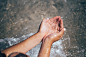 water in hand