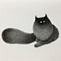 Malaysian Artist Creates Fluffy Cats Using Just Ink And The Result Looks Hauntingly Beautiful : Artist Kamwei Fong painstakingly creates these textured, fluffy black cats, using only fine-line pen. The illustrations, a series called The Furry Thing, are t