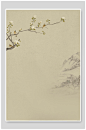 简约高端大气花朵国风工笔画背景