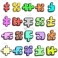 拼图拼图片卡通矢量插图
