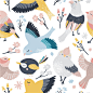 动物手绘文艺燕子彩色卡通小鸟装饰图案PNG免抠+AI设计素材 (2)