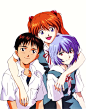 Tags: Neon Genesis Evangelion, Ayanami Rei, Ikari Shinji, Scan, Yoshiyuki Sadamoto, Gainax, Souryuu Asuka Langley, Official Art
