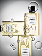 Chanel Shower Gels underwater with bubbles. By Dennis Pedersen, Still Life Photographer, London