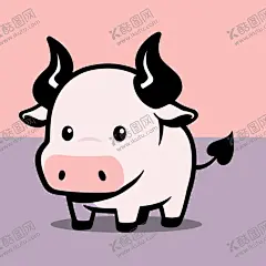 酷公牛 【酷图网】牛,公牛,紫牛,手绘,可爱,卡通,动物,牛角,酷