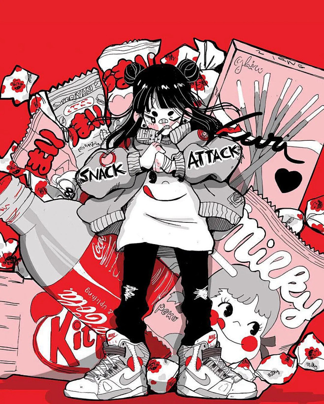 插画｜甜女孩 爱球鞋