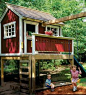 Elevated playhouse with a sandbox.