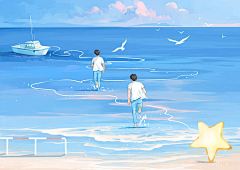 视觉-小方采集到唯美厚涂插画