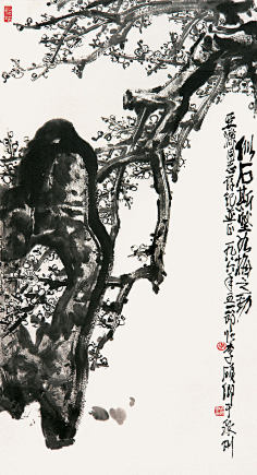 com采集紫萌月采集到点墨中国·梅花赞石鲁花鸟画作品欣赏warting.