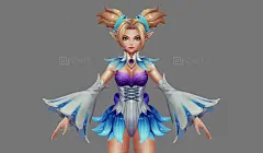 手绘美女 小女孩 美少女 小姑娘 精灵公主 双马尾辫子 漏屁股 - 综合模型 蛮蜗网