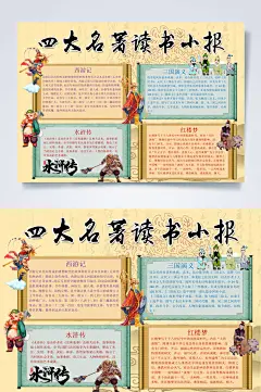 四大名著读书小报读书WORD手抄报-众图网