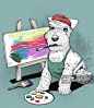 Schnauzer dog wearing as painter