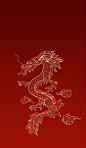 其中可能包括：a red background with a gold dragon on the left side and clouds in the middle