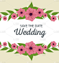 wedding card design with flowers plants