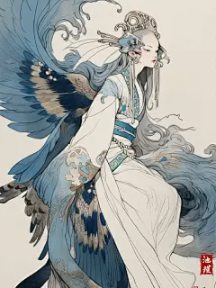 昔日人间妖艳子， 化身精卫展翅蓬 - 小红书