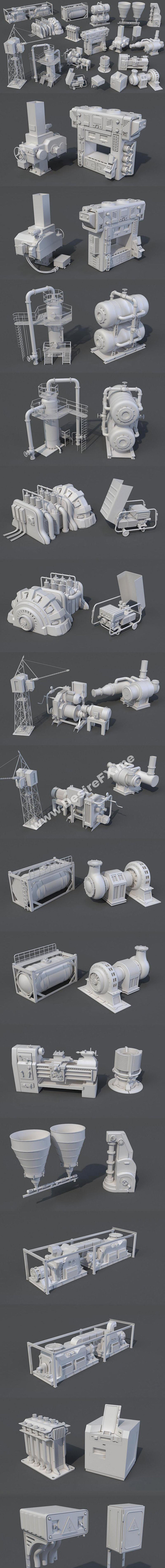 各种各样的工厂机械3D模型合集下载（Bl...