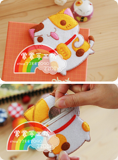 ★招财猫零钱包不织布材料包套包★手工di...