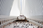 The crowded modern interior of the WTC Transportation Hub in New York City