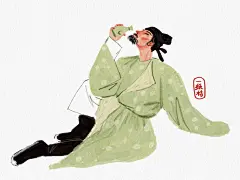 今日人物速写练习：李白轻舟已过万重山