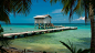 General 2048x1151 nature landscape beach tropical sea palm trees dock wooden surface cabin turquoise water Belize Barcelona