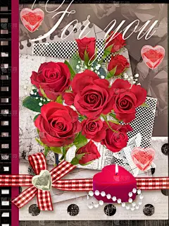 节日贺卡与束美丽的玫瑰花.