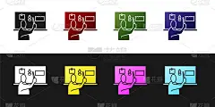 设置停止塑料污染图标隔离在黑白背景。生态的海报。矢量图