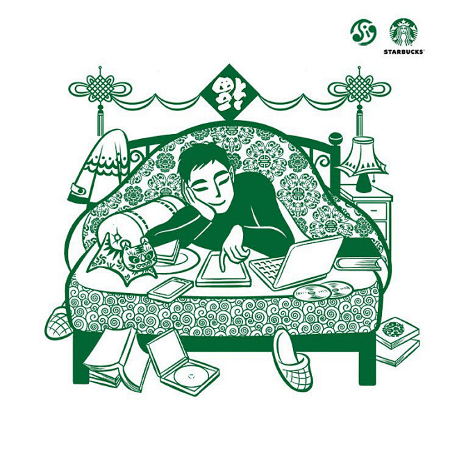 星巴克咖啡2013年新年海报插画系列插图...