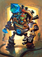 Omega Defender, Mike Azevedo : This is my first acrylic painting for Hearthstone, so happy to try something New! its weird and cool to have an actual original, cant wait to do more (:
the colors and crop are different ingame due to gameplay